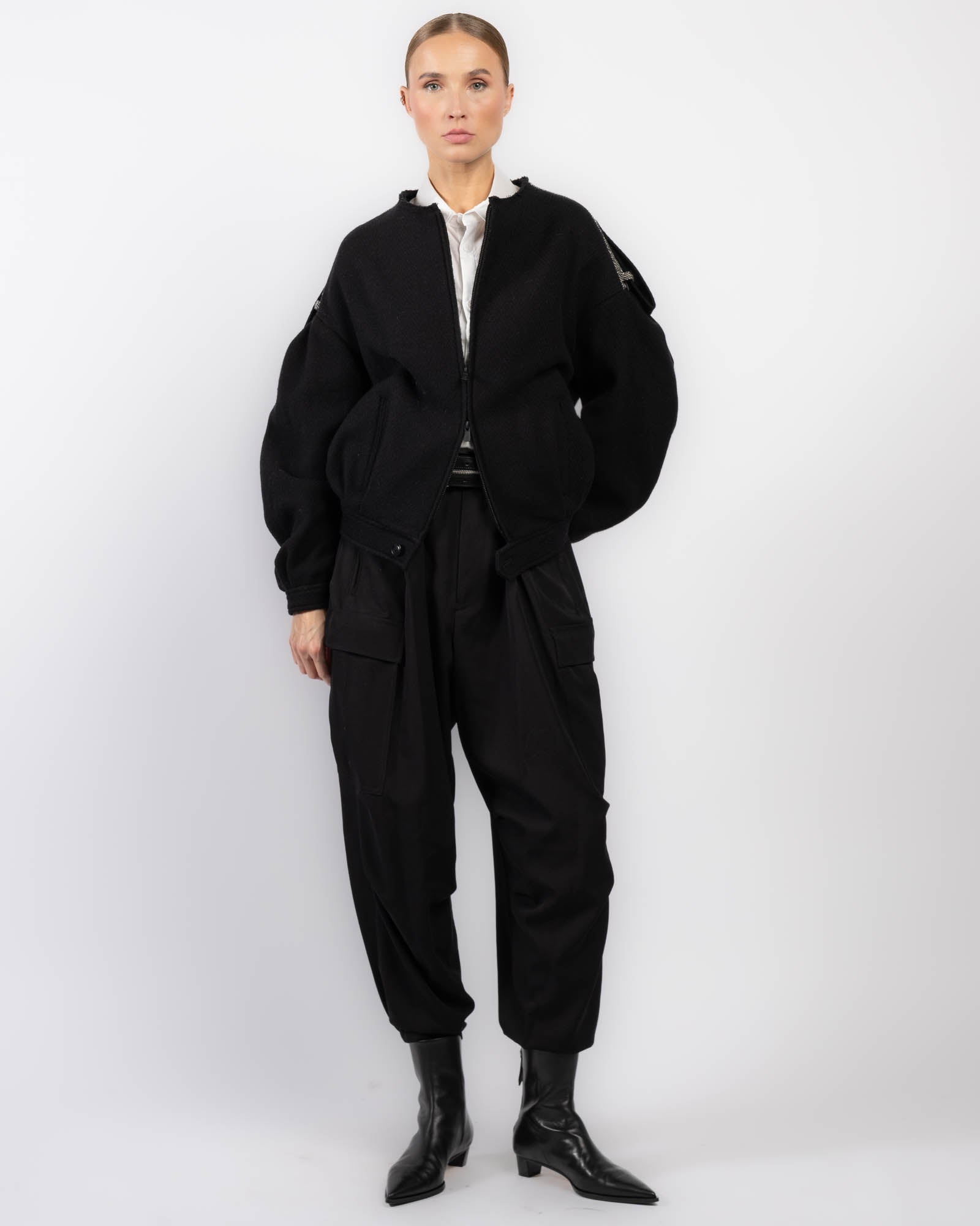 U-Collarless Blouson Jacket