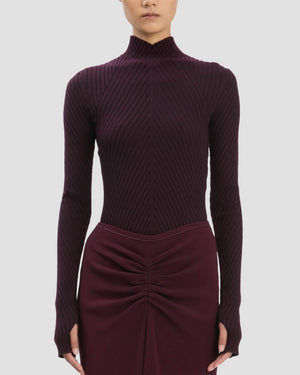 Ribbed Long Sleeve Polo Top