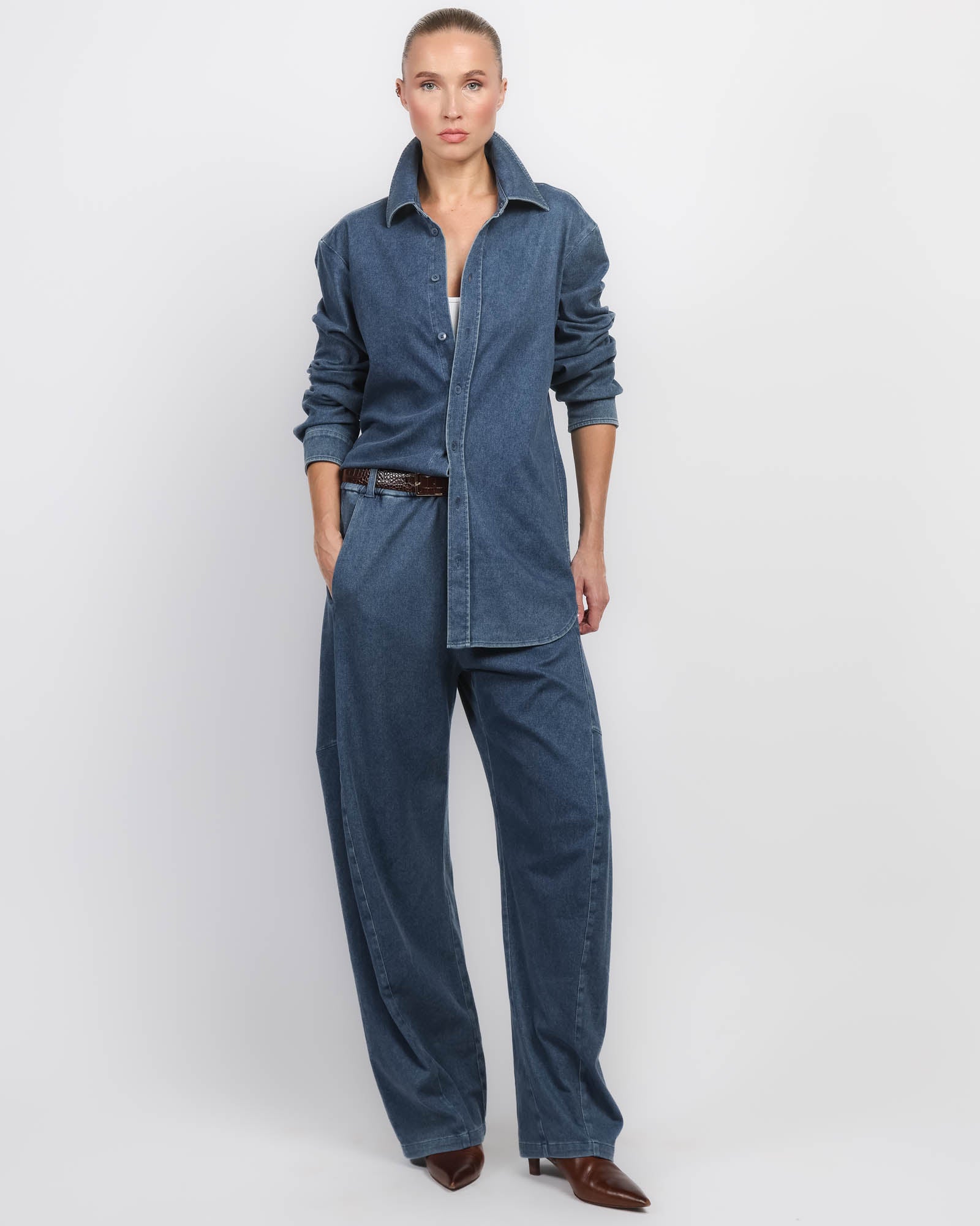 Chemise facile en denim extensible