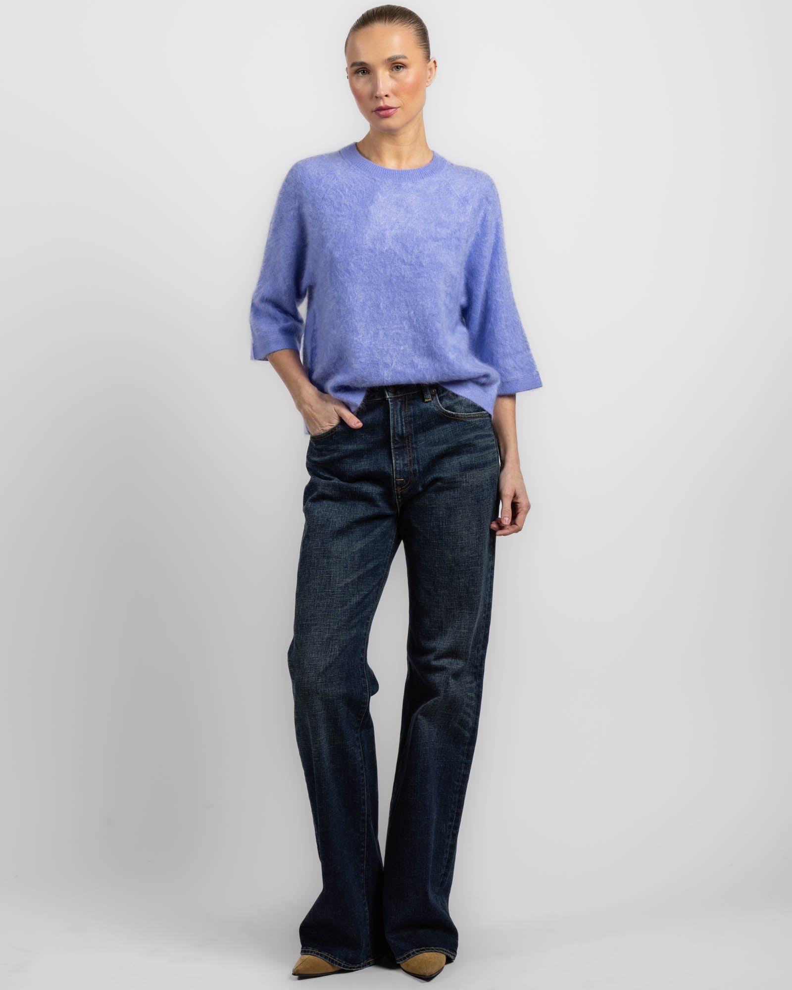 Oversized Three-Quarter Sleeve Crewneck