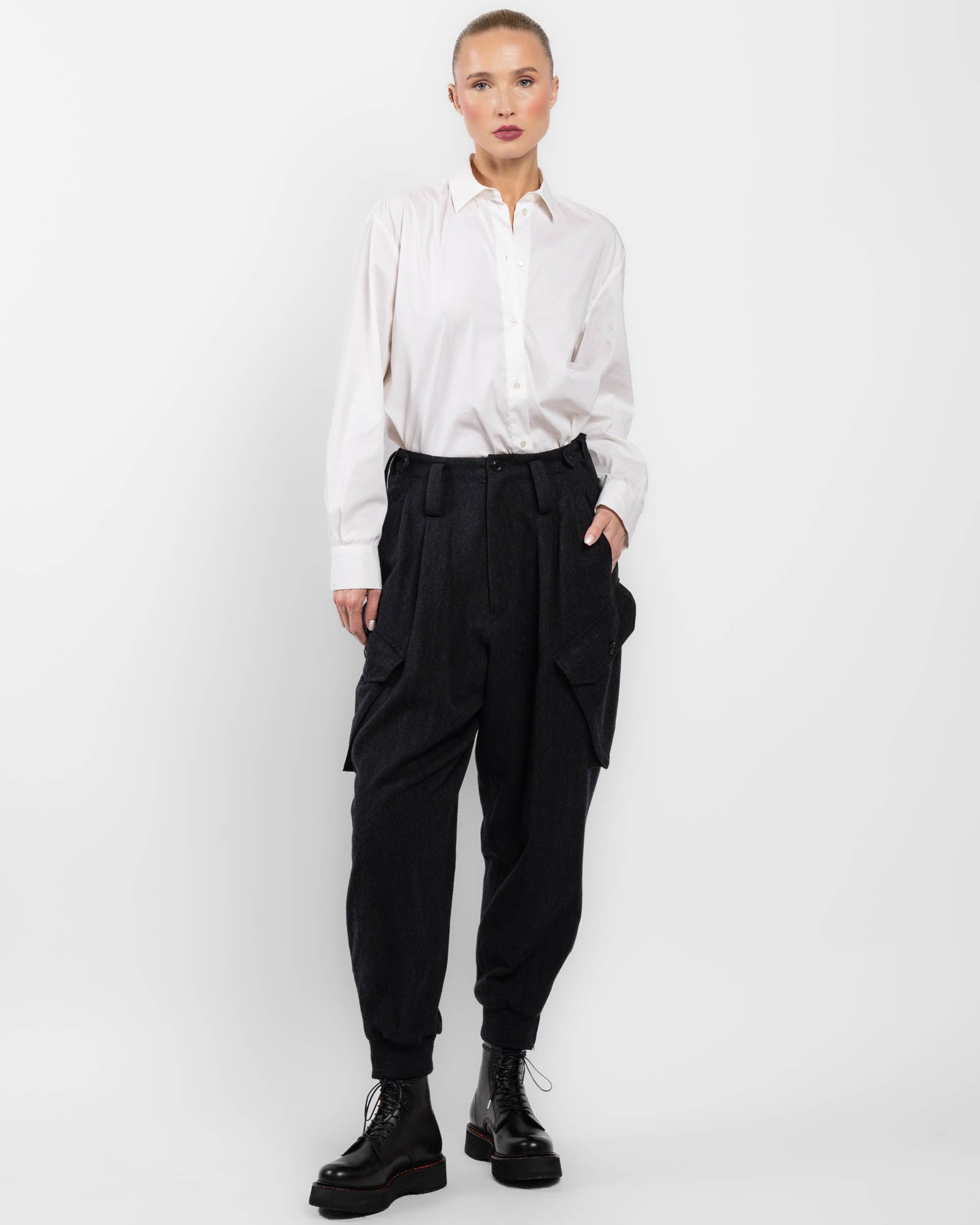 Pantalon à ourlet côtelé en U