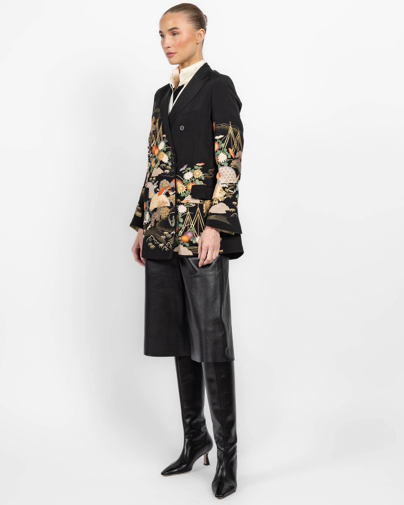 Flared Double-Breasted Kimono Jacket