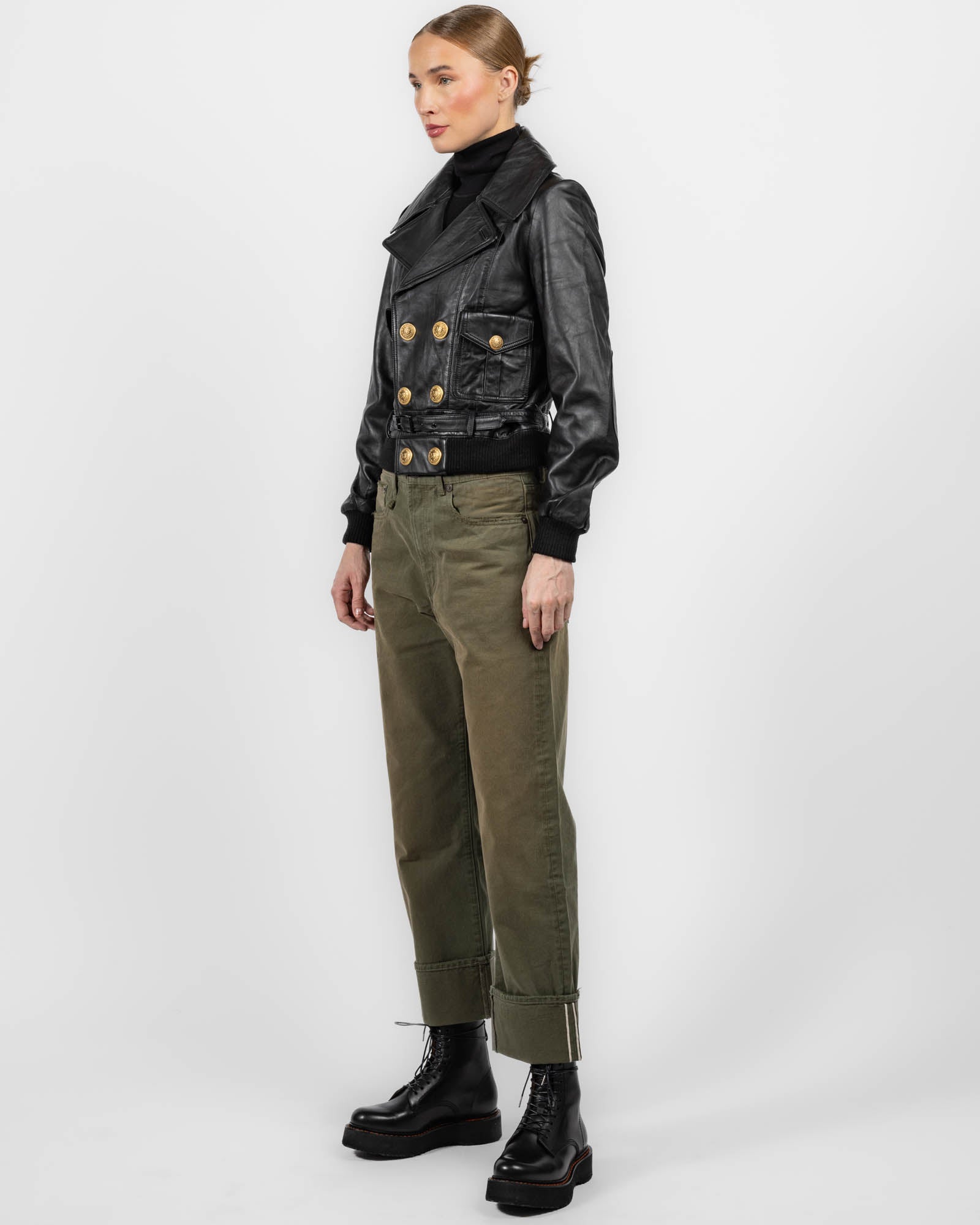 Leather Peacoat Jacket