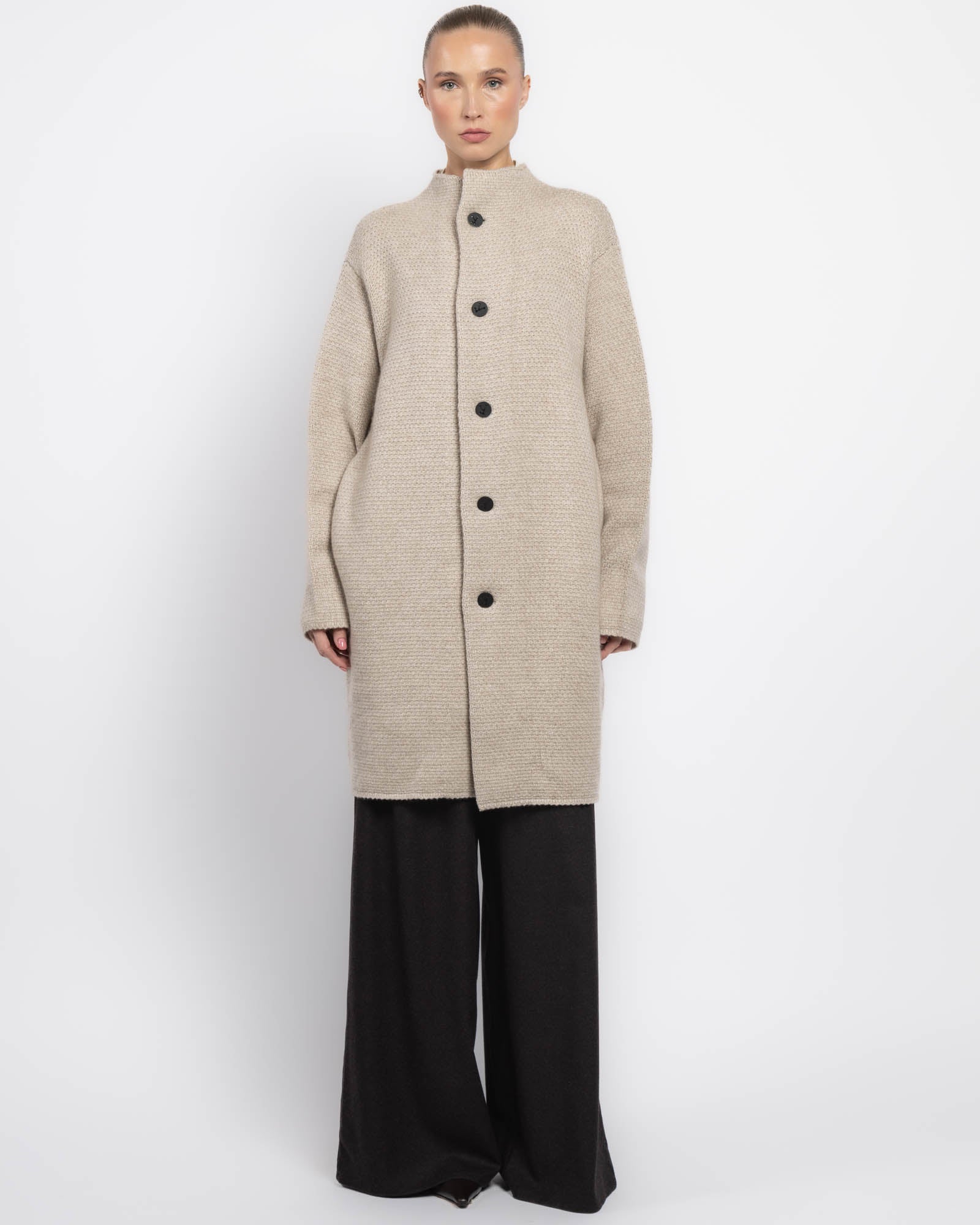 Knit Long Wrap Coat