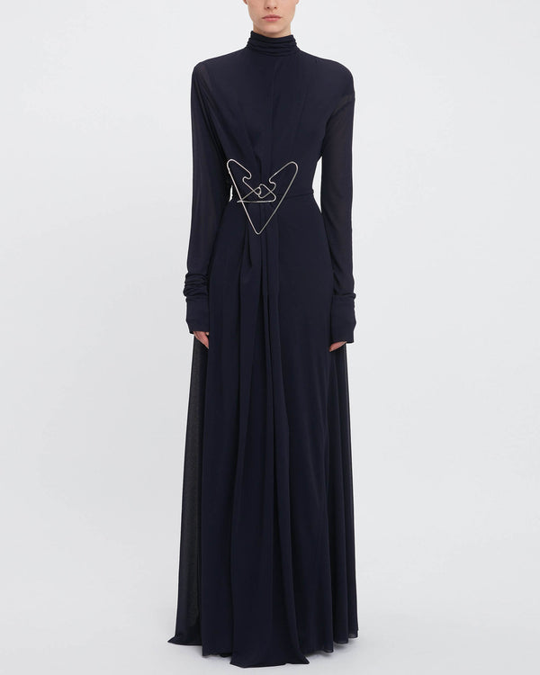 Long Sleeve Drape Gown