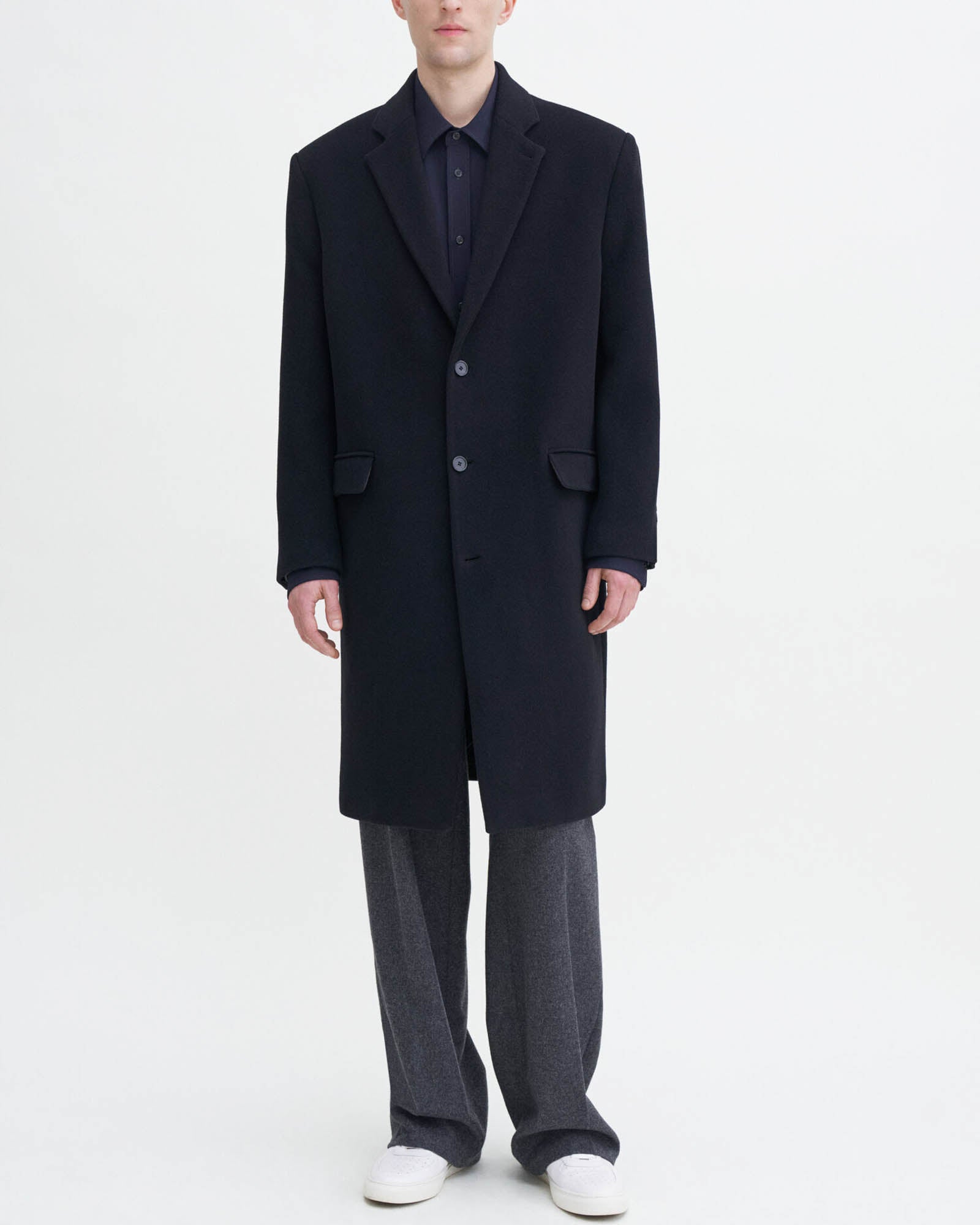 Filippa K single breasted relaxed coat men Viscose Recycled Wool Recycled Polyamide Recycled Polyester 46 Black