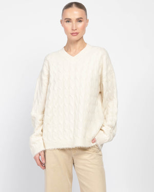 Cashmere Cable V-Neck
