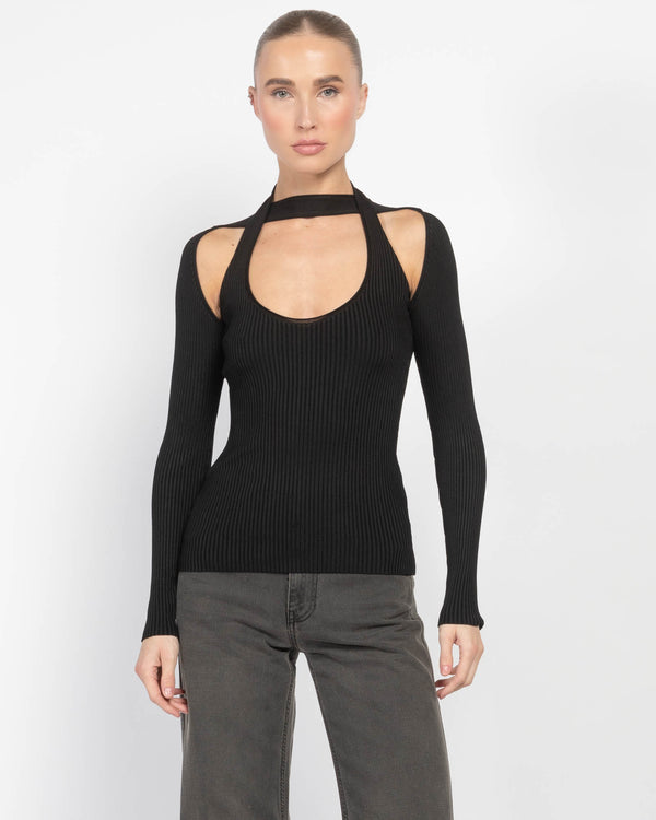 Long Sleeve Cut-Out Knit Top