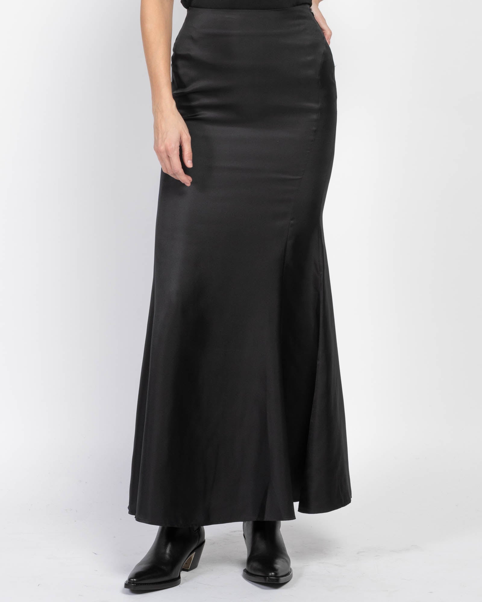 Black silk long skirt best sale