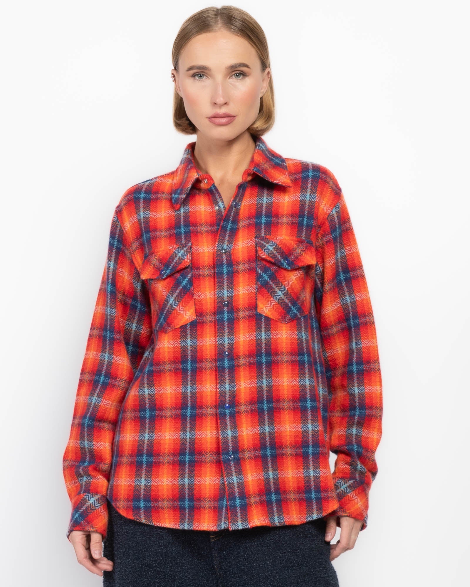 Chemise en cachemire tartan