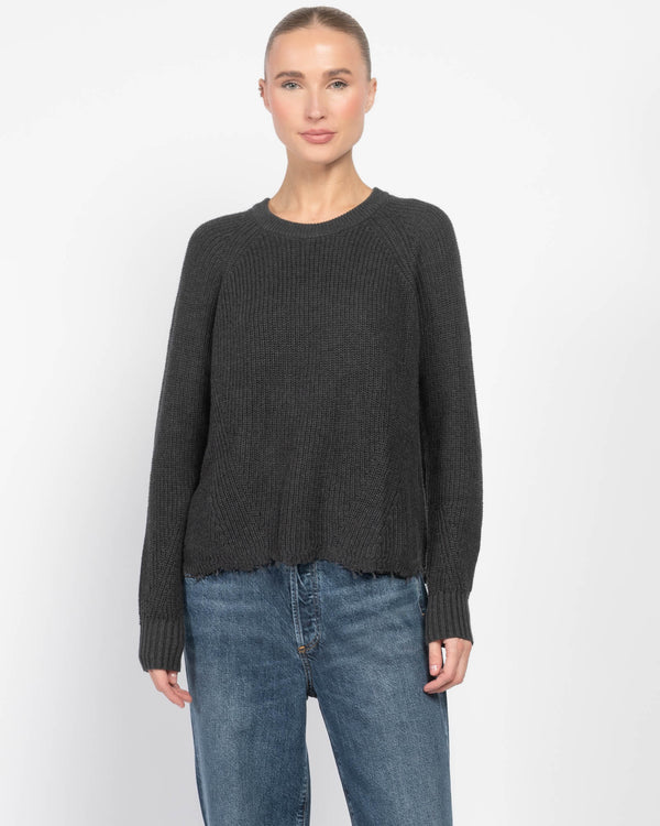 Distressed Scallop Shaker Sweater