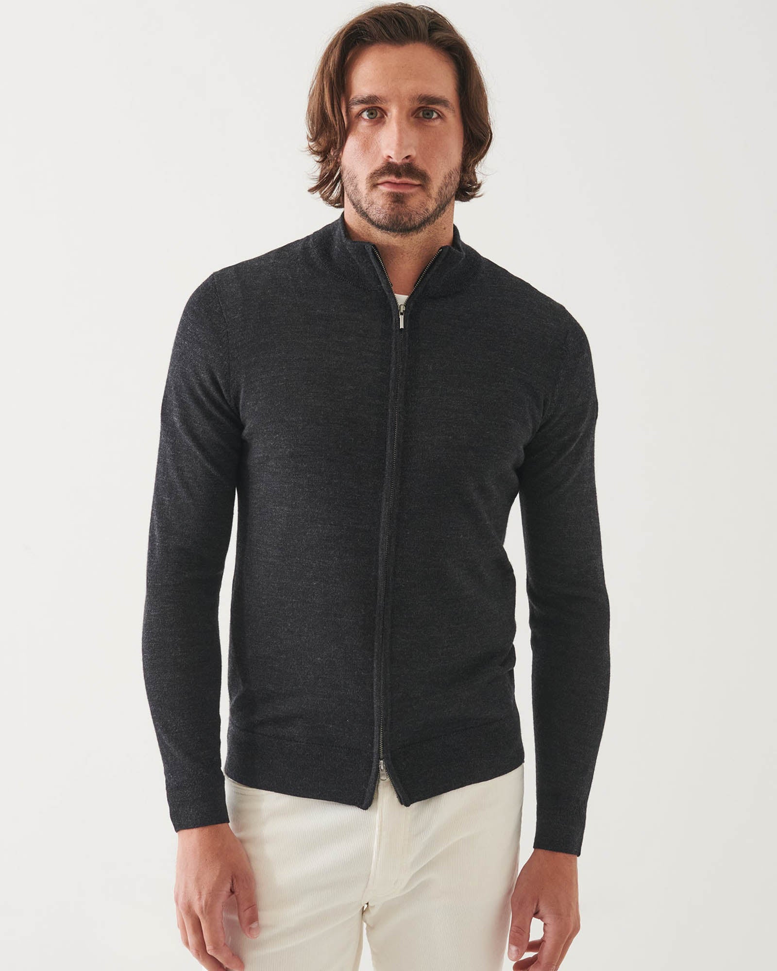 Merino Full Zip Mock Neck