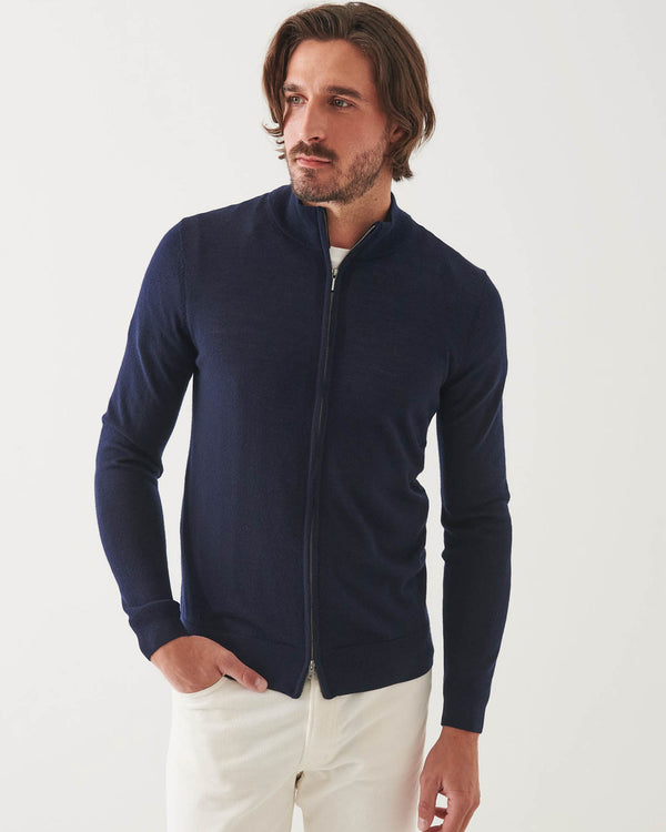 Merino Full Zipper Mockneck Sweater