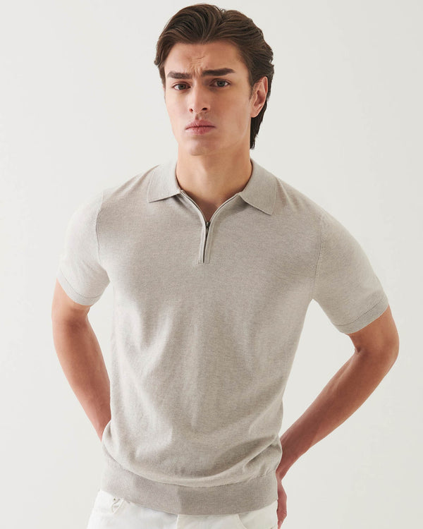 Short Sleeve Zip Polo Sweater