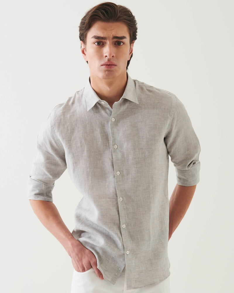 Long Sleeve Linen Chambray Shirt