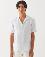 Linen Stripe Camp Collar Shirt