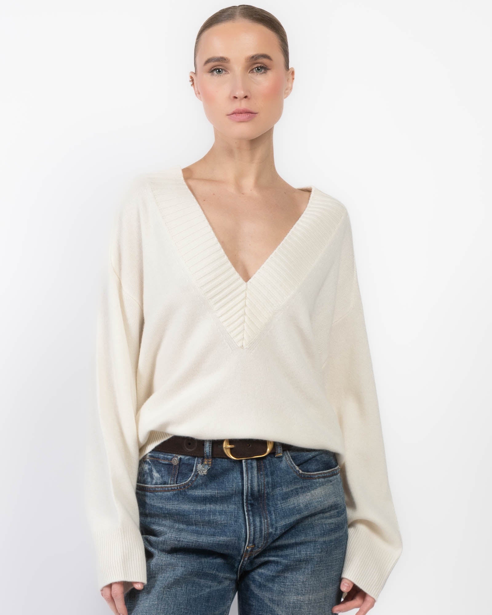 LOULOU STUDIO Deep V-Neck Sweater