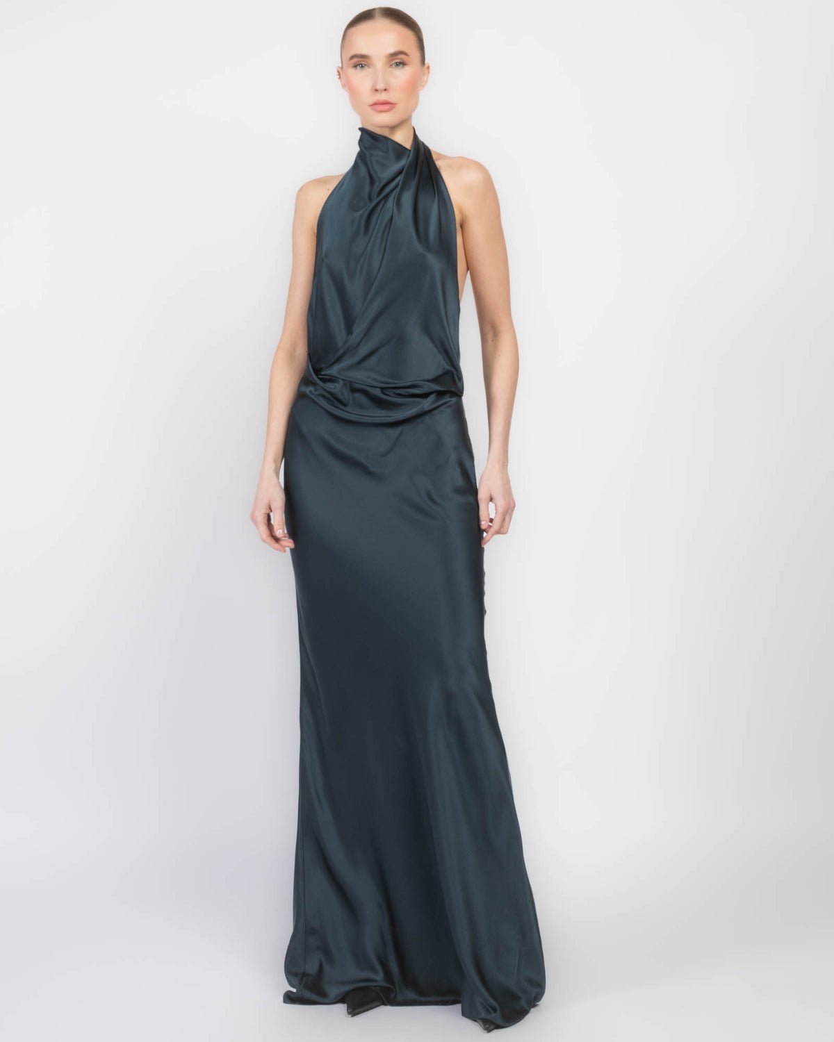 the sei halter dress The Sei Halter Drape Bias Gown - Sapphire
