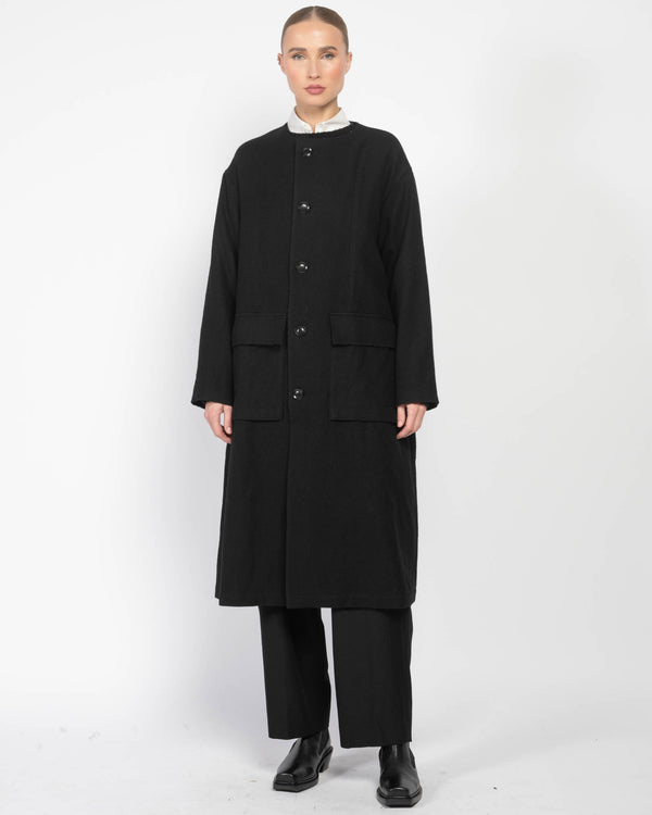 O-Collarless Wind Breaker Coat