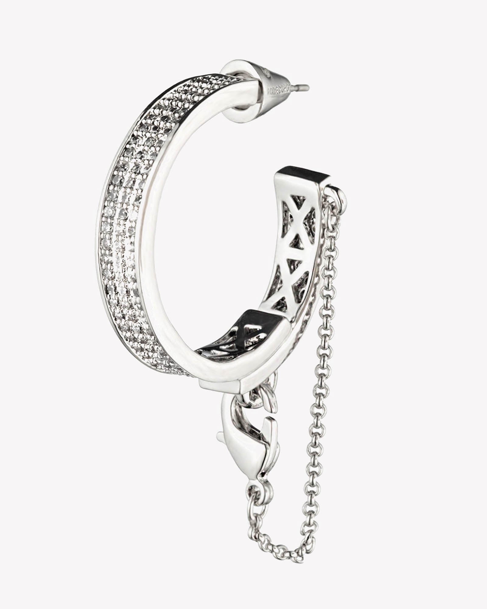 Pavé Safety Chain Hoop Earrings