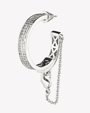 Pavé Safety Chain Hoop Earrings