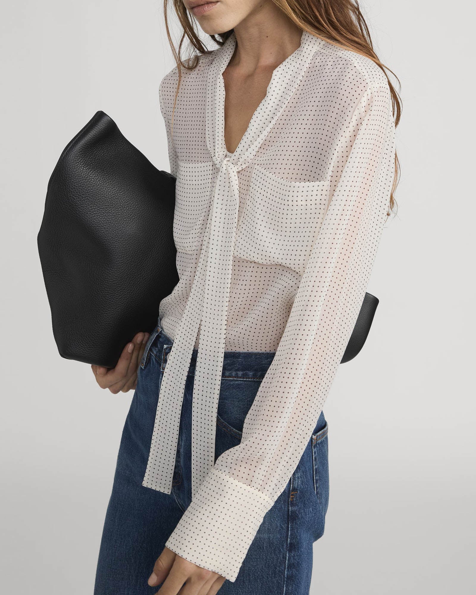 Polka Dot Modern Tie Blouse
