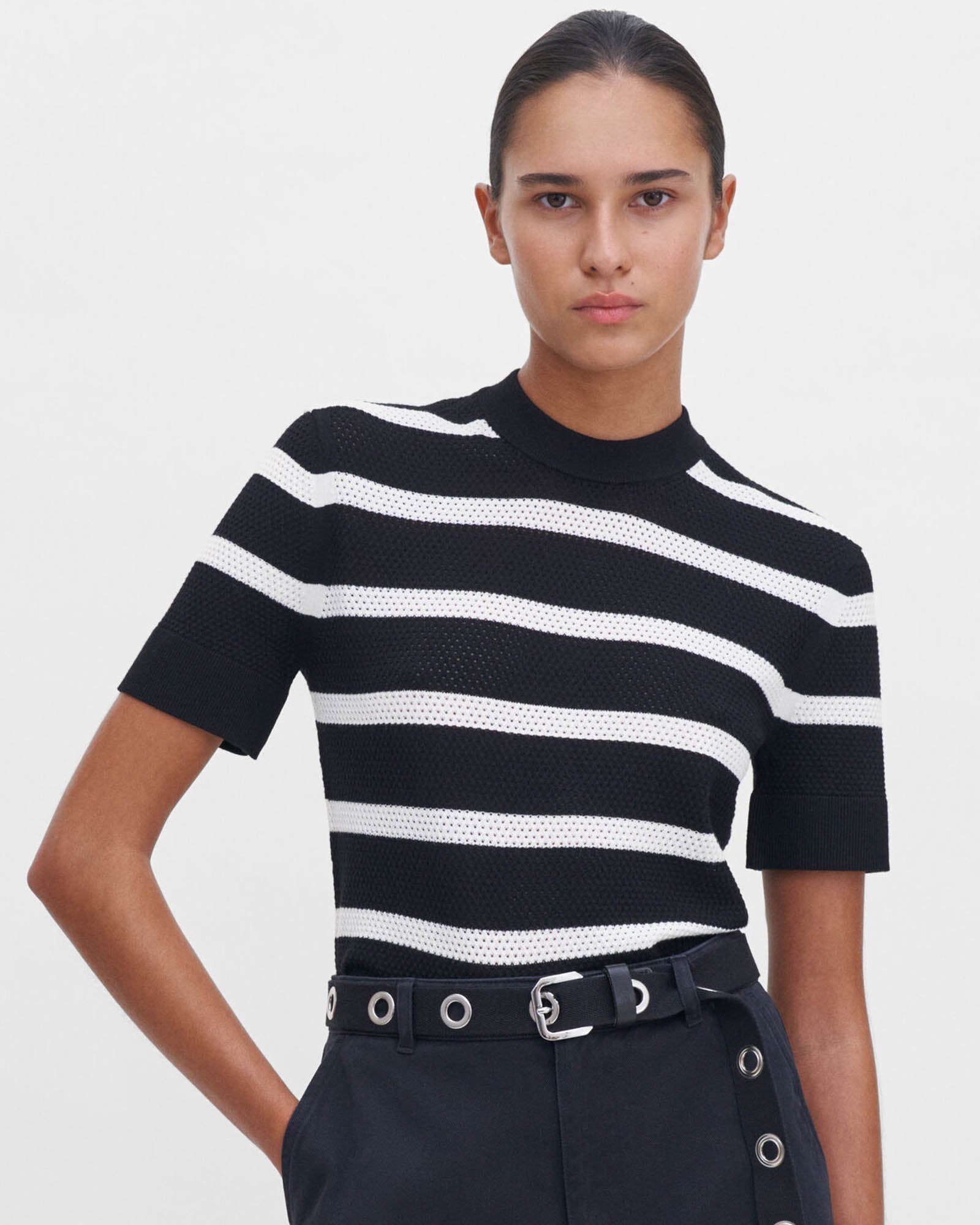 Stripe Mesh Tee