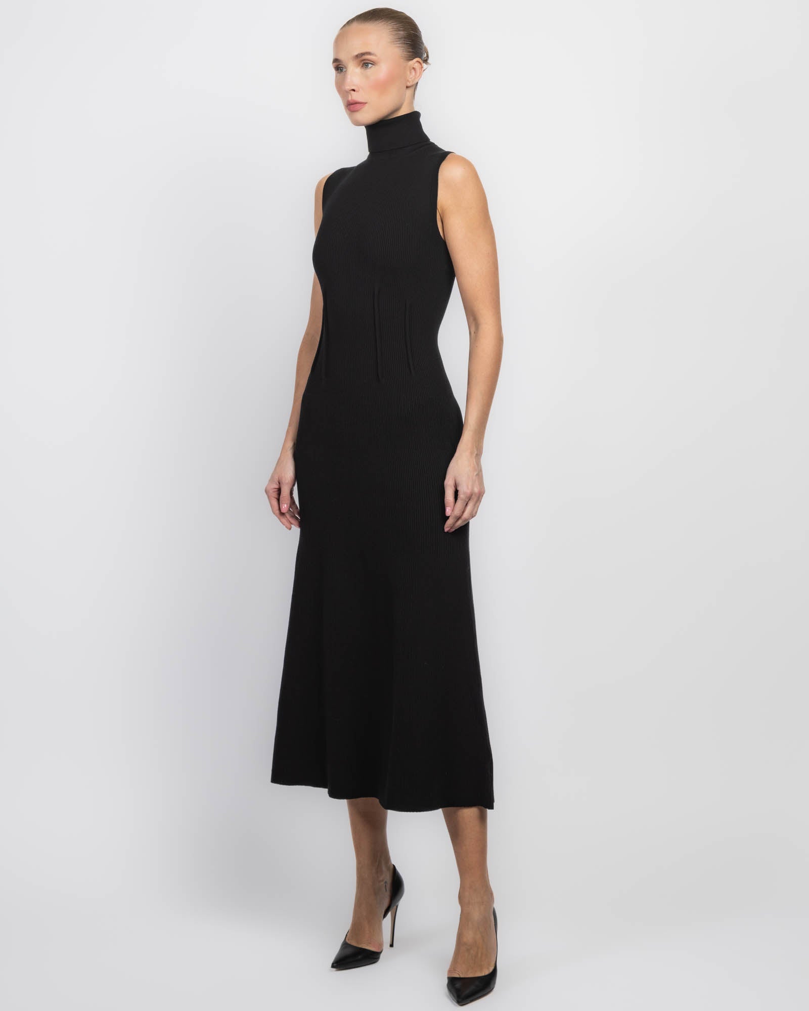 Robe en tricot côtelé sans manches