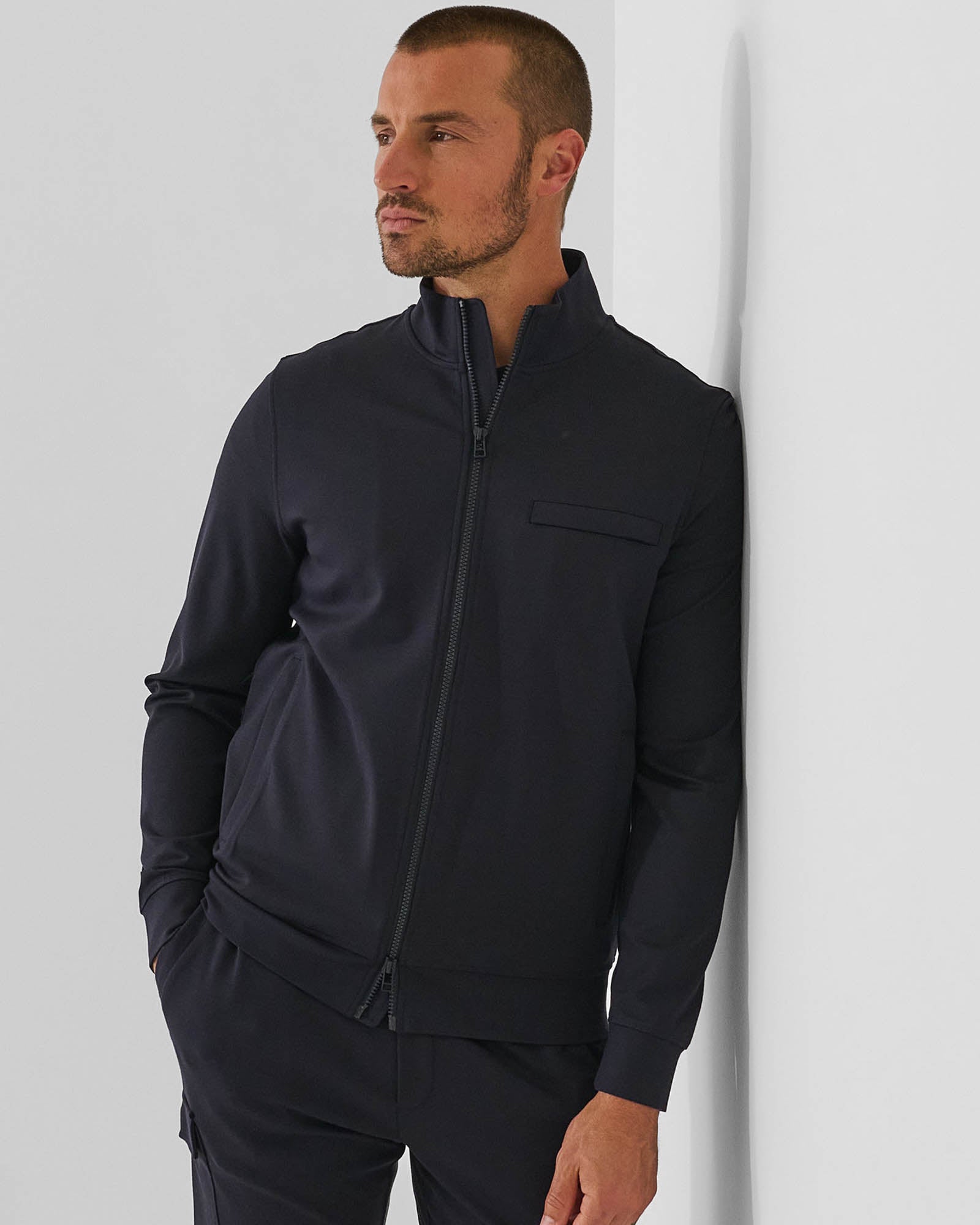 PATRICK ASSARAF Zip Mock Neck Track Jacket PATRICK ASSARAF Zip Mock Neck Track Jacket