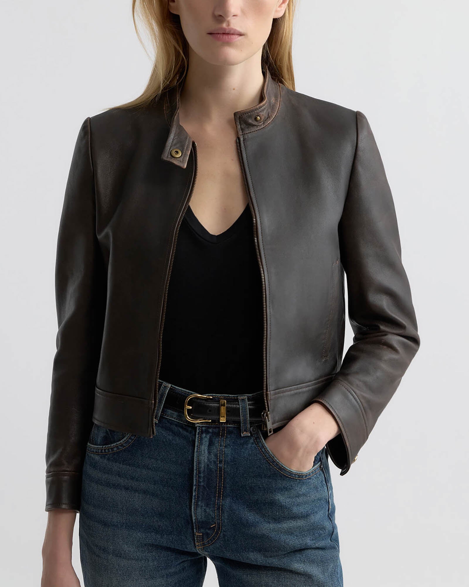 Nico Shrunken Leather Jacket