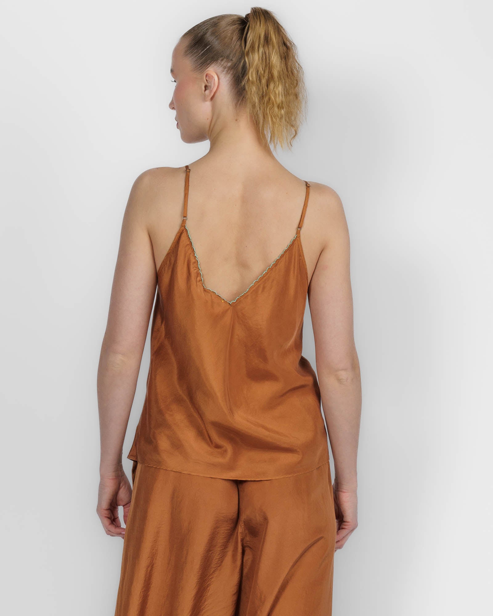 Habotai Embroidered Top