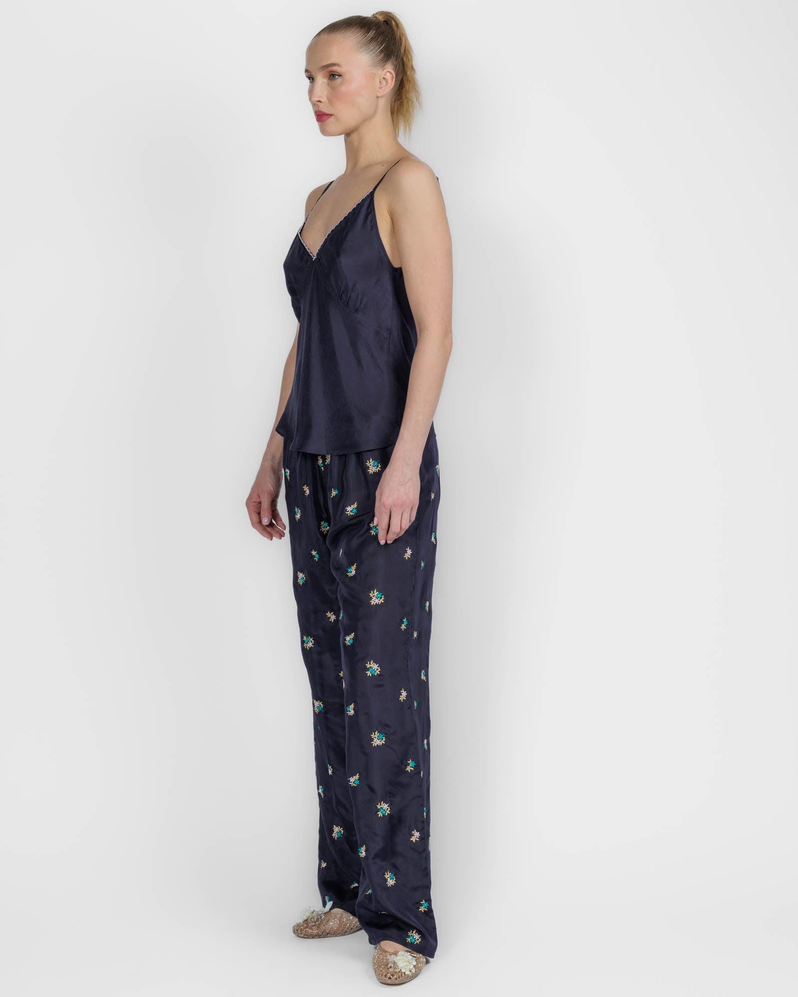 Habotai Embroidered Top