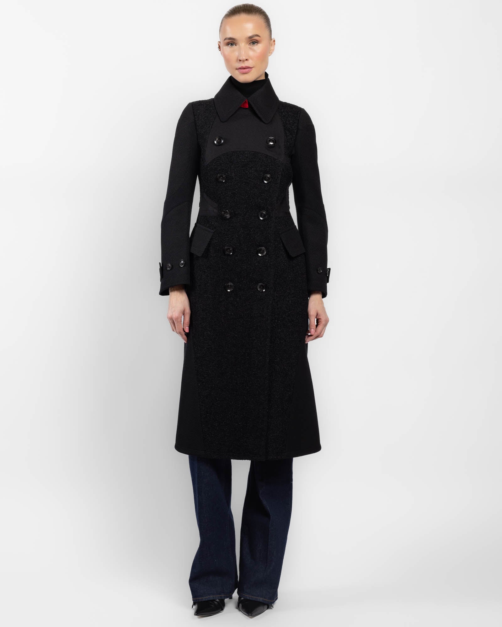 レ*オ様 SOPHNET. CHESTERFIELD COAT BLACK/L SHIRO SAKAI Double-Breasted Chesterfield Coat