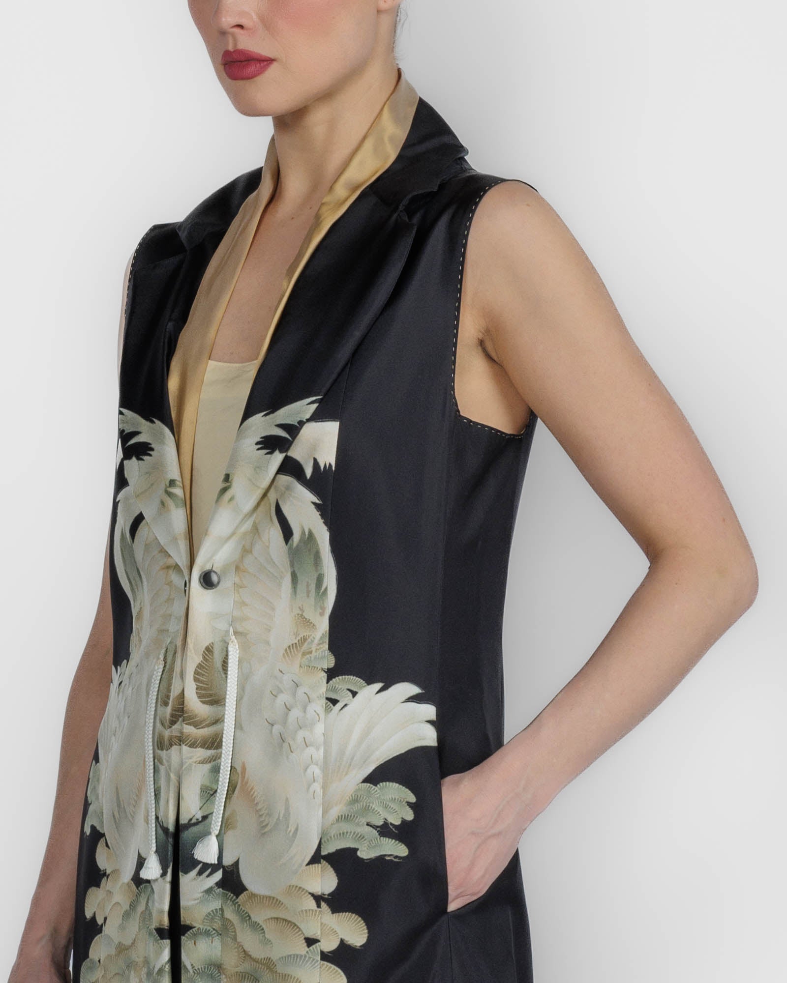Sleeveless Print Coat