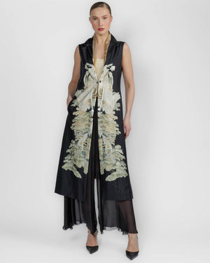 Sleeveless Print Coat