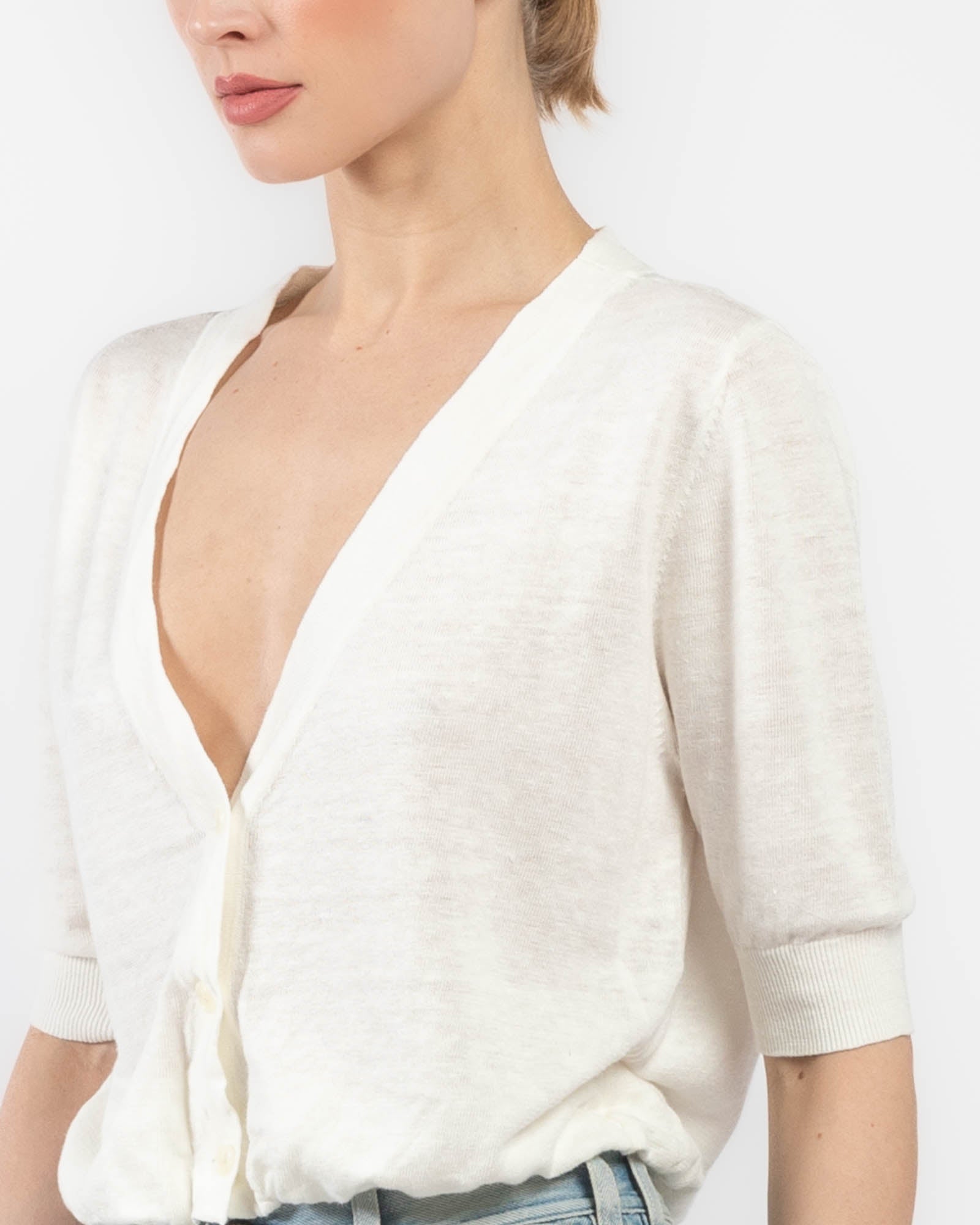 Elbow Sleeve Balloon Cardigan