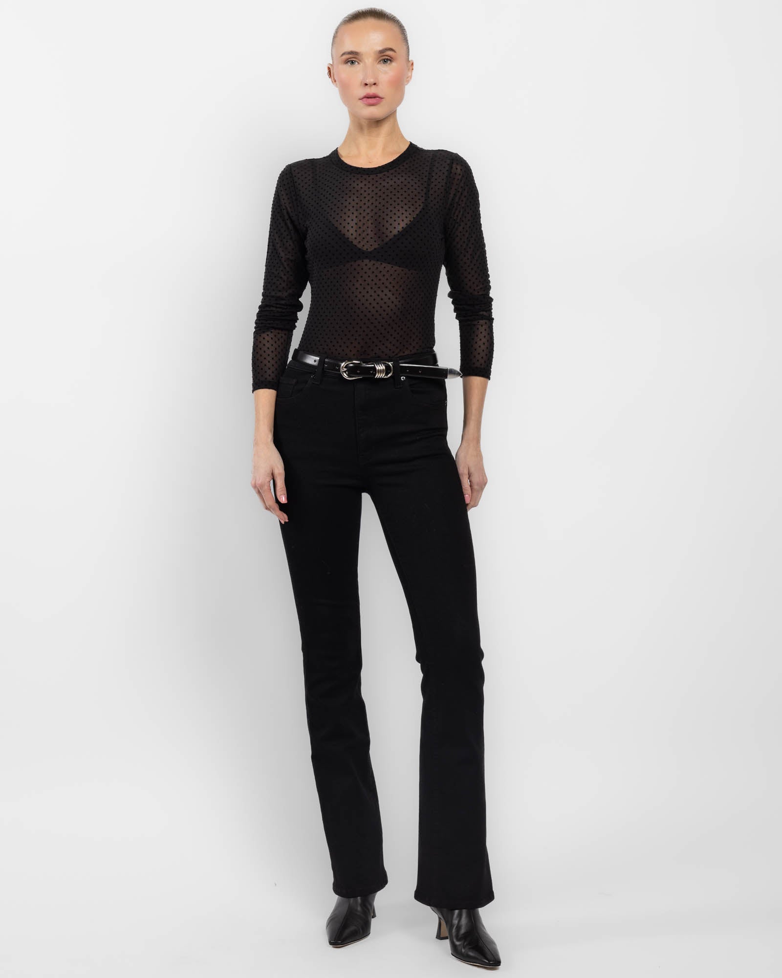 Mesh Polka Dot Blouse