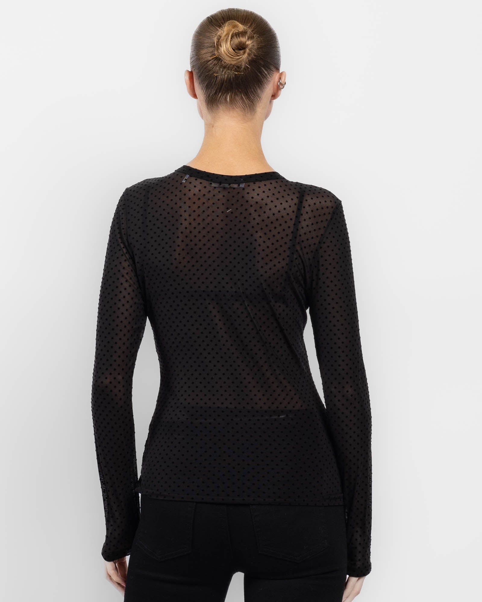 Mesh Polka Dot Blouse