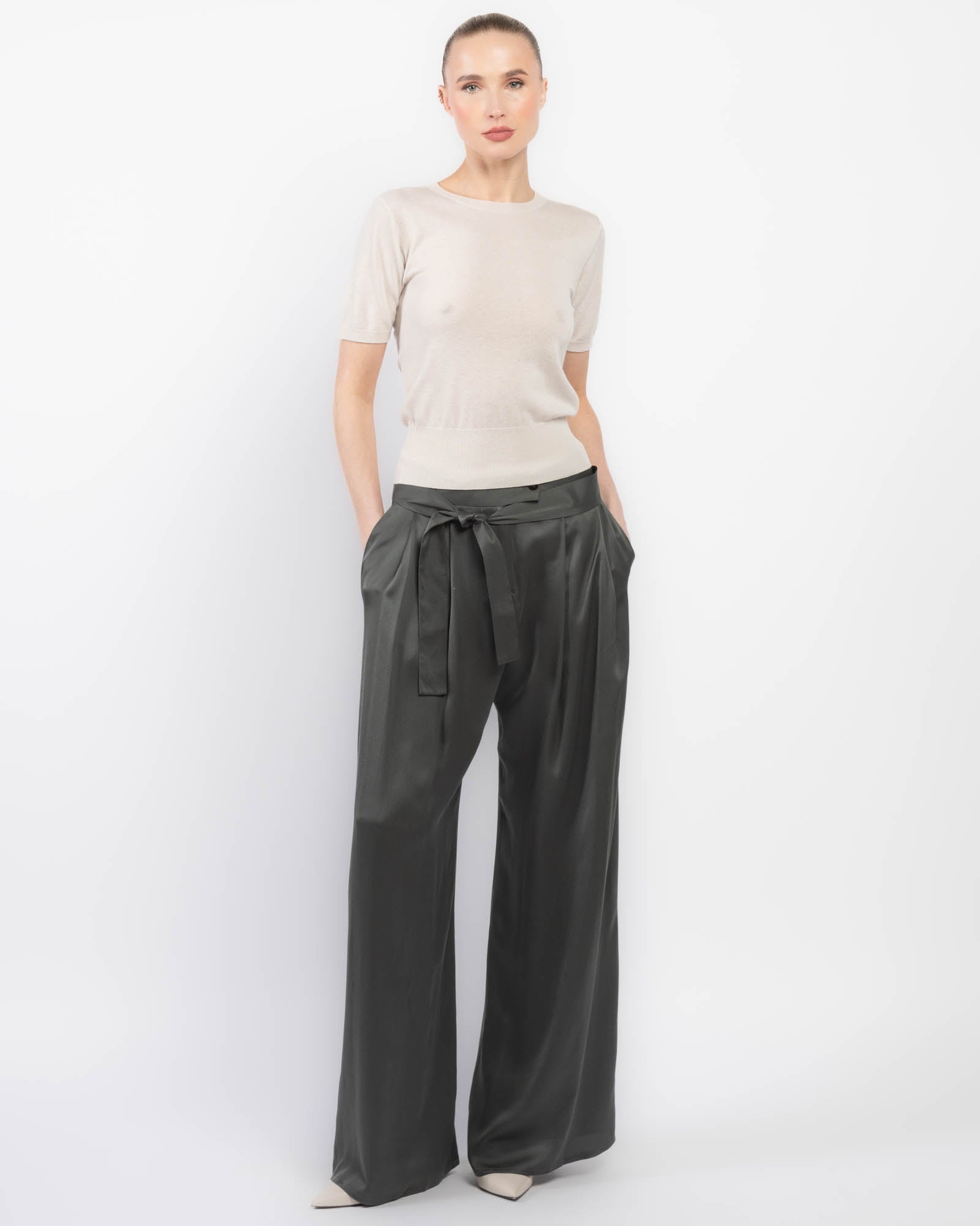 Wide Leg Pants With Belt