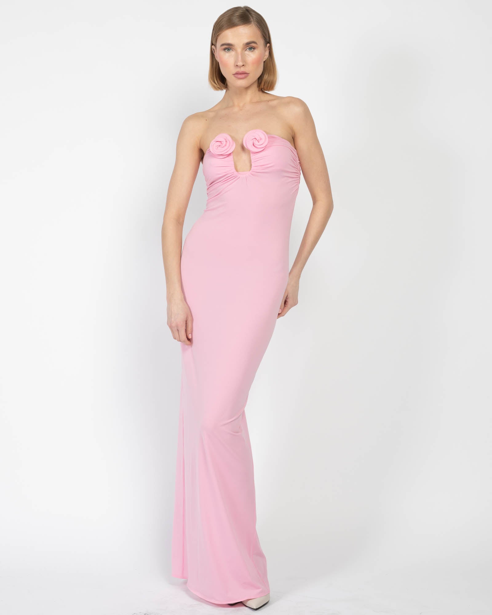 Strapless Flower Maxi Dress