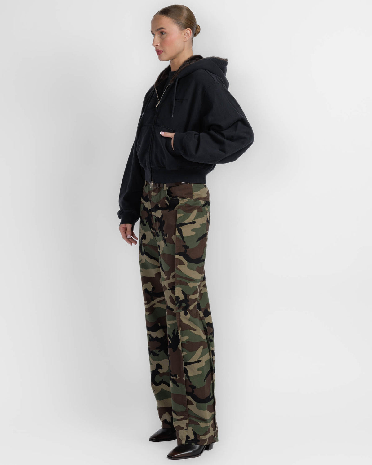 Faux Fur Hood Hoodie