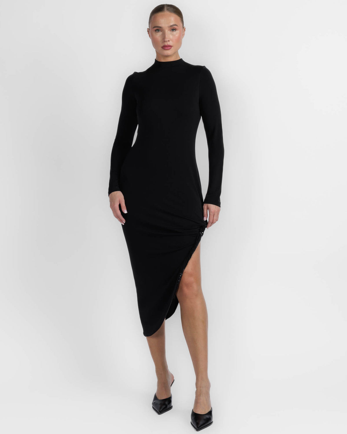 Twisted Drape Hem Dress
