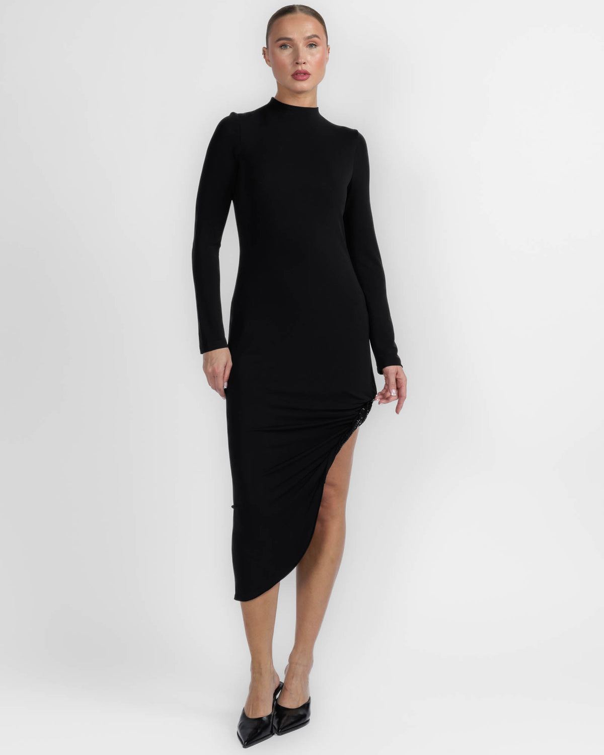 Twisted Drape Hem Dress
