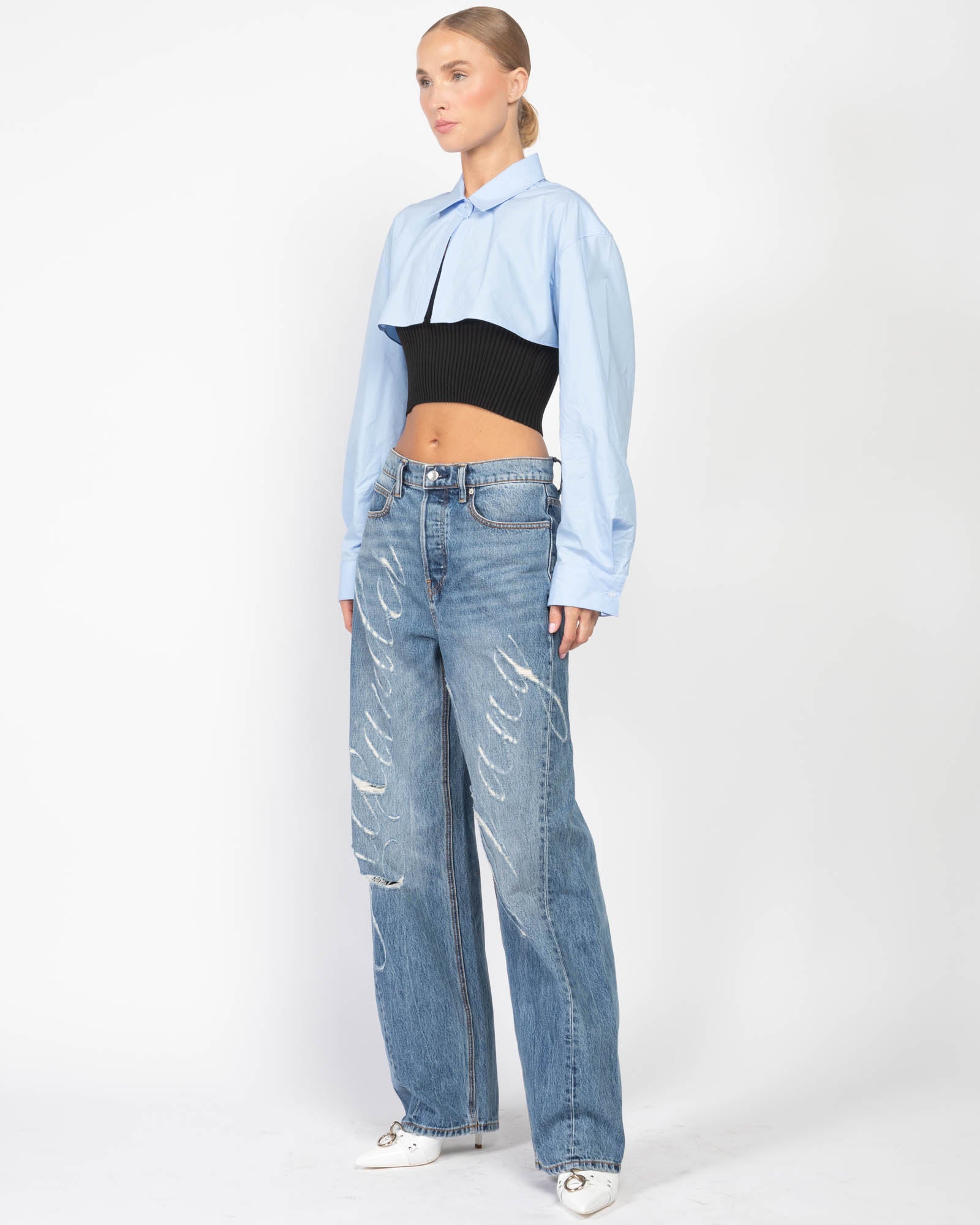 ALEXANDER WANG Crop Button Shirt