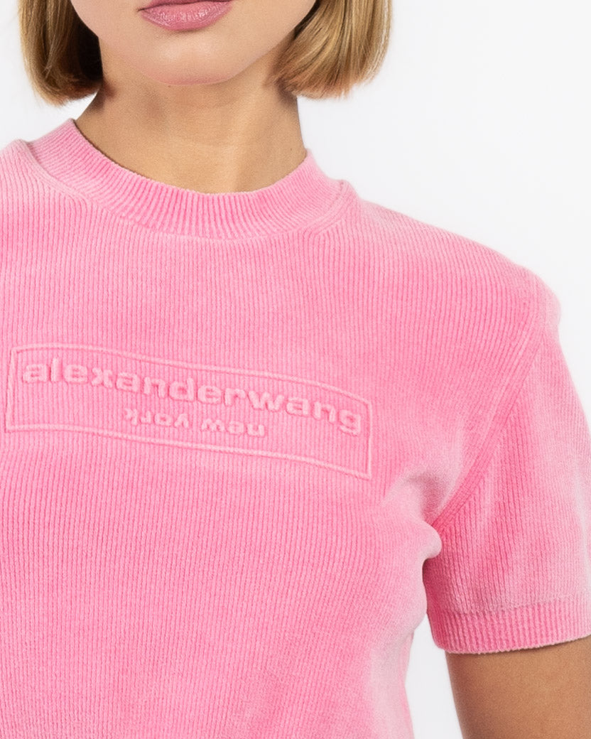 ALEXANDER WANG Long Sleeve Cropped Polo Cardigan