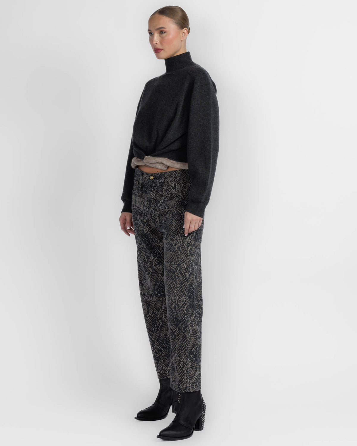 Wired Faux Mink Turtleneck