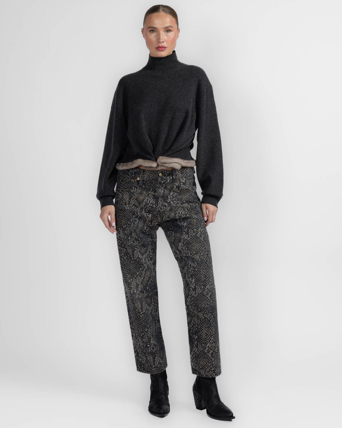 Wired Faux Mink Turtleneck