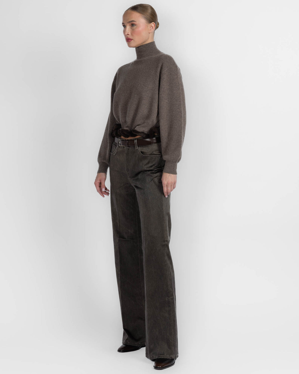 Wired Faux Mink Turtleneck