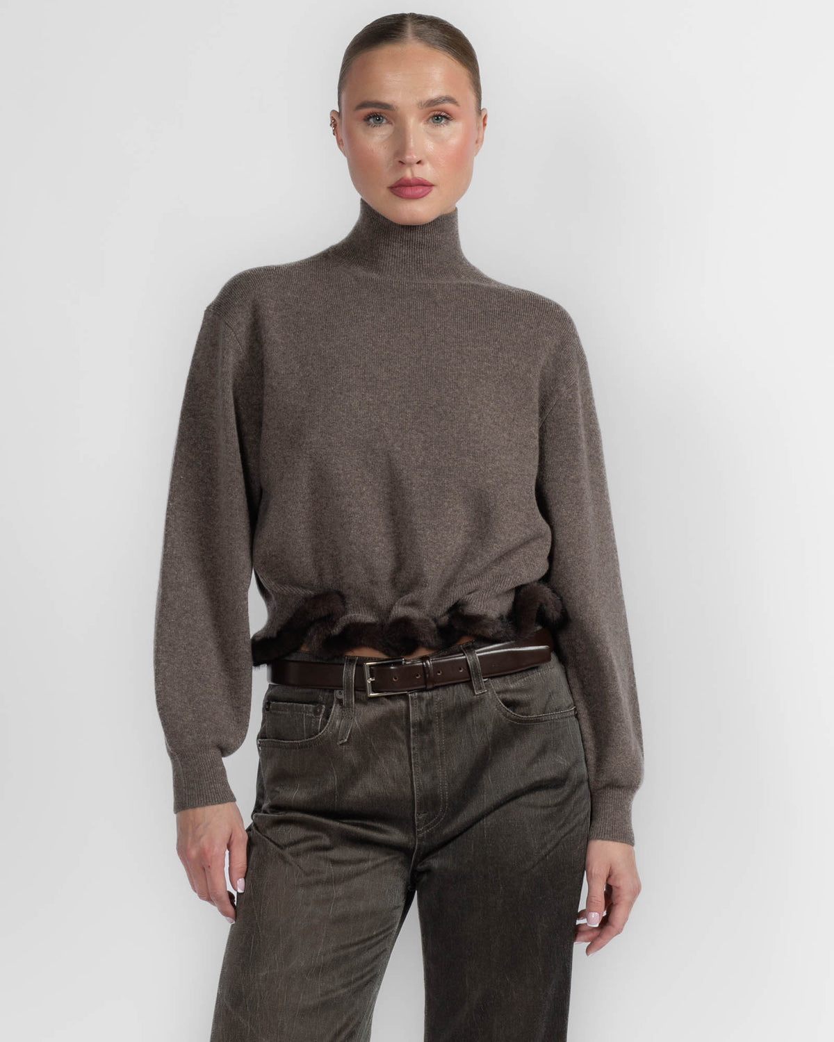 Wired Faux Mink Turtleneck
