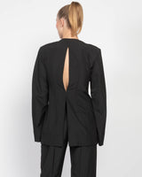 Collarless Jacket With Slits
